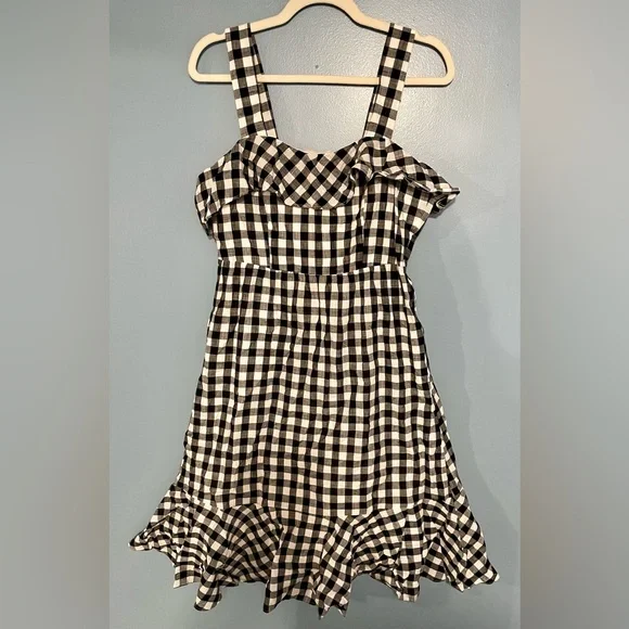 J. Crew black and white gingham midi dress. Size 8, worn only once.